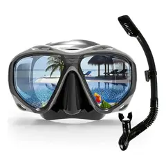 GENERICO - Gafas De Buceo Ajustable Full Vision Y Tubo Dry Snorkel Set