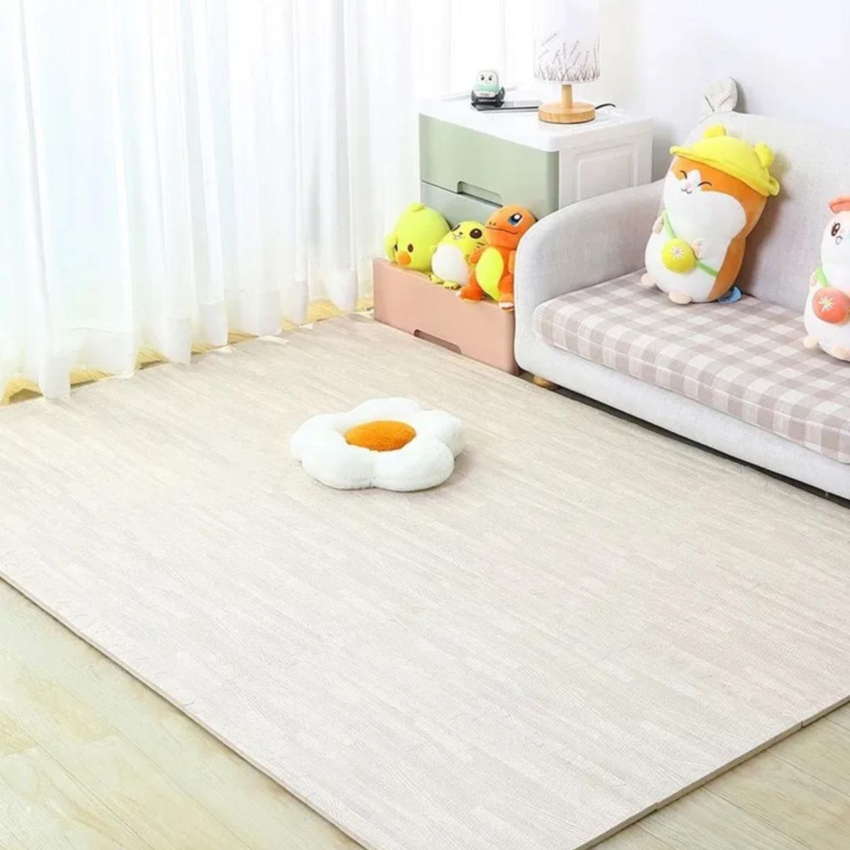 ATURE - Pack 4 Alfombrillas Goma Eva Tipo Madera 60x60cm