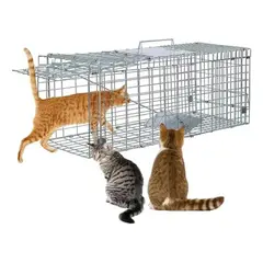 GENERICO - Trampa Jaula Para Captura Gatos Conejos Animale 94x34x37cm