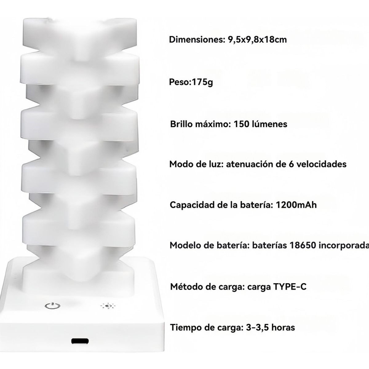 VIDA BUENAS - Lámpara Sobremesa Velador Diy Triangular Recargable Luzsuave