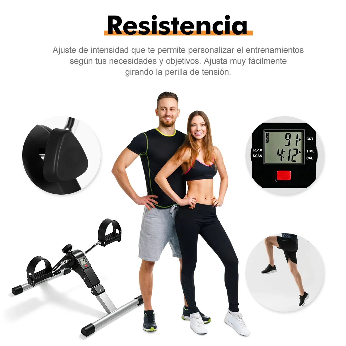 SUPERCENTER - Pedalera Portátil Plegable con pantalla LCD Ejercitador De Manos Y Pies con pedales para bicicleta