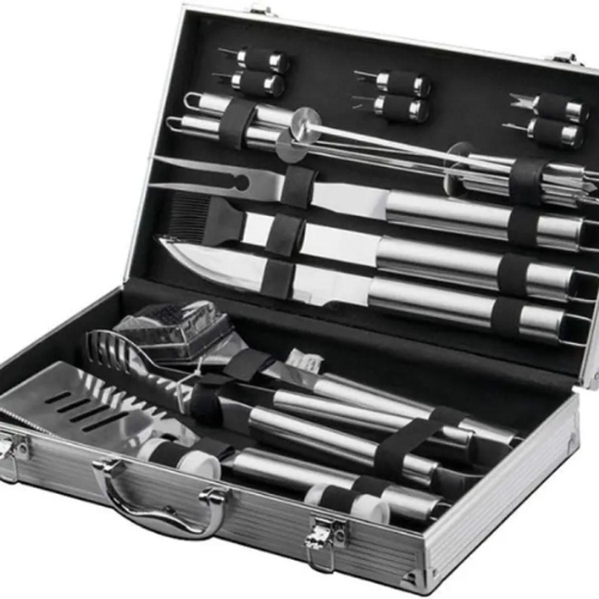 GENERICO - Set Parrillero Asado Barbacoa 18 Pcs En Maleta Kit Parrilla