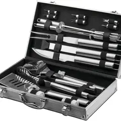 GENERICO - Set Parrillero Asado Barbacoa 18 Pcs En Maleta Kit Parrilla