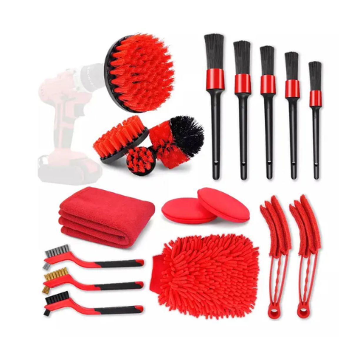 GENERICO - Kit 18 Piezas Limpieza De Auto Interior Y Exterior