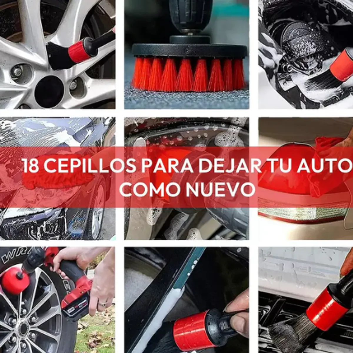 GENERICO - Kit 18 Piezas Limpieza De Auto Interior Y Exterior