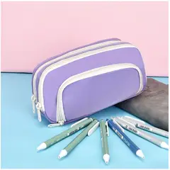 TIOZONEY - Estuche de doble capa y gran capacidad-Morado