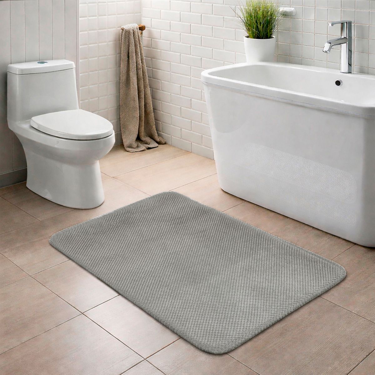 NAUTICA - Alfombra de Baño Nautica Home Popcorn 50x80cm gris claro