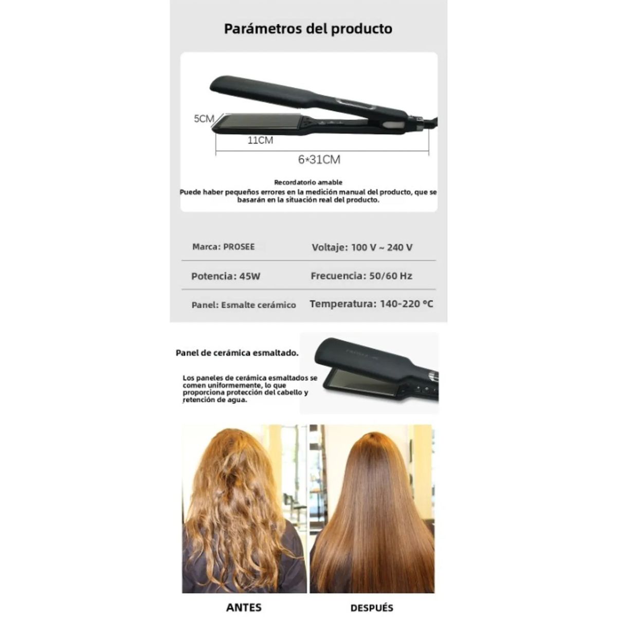 TIOZONEY - Plancha para alisar el pelo