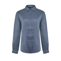 ROCKFORD - Blusa Lino Orgánico Mujer Lirio Azul