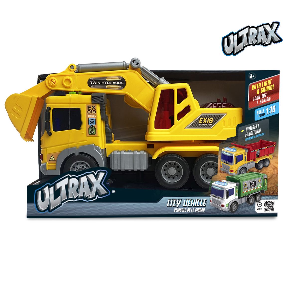ULTRAX - Camión Excavadora a Fricción con Luz y Sonido Escala 116