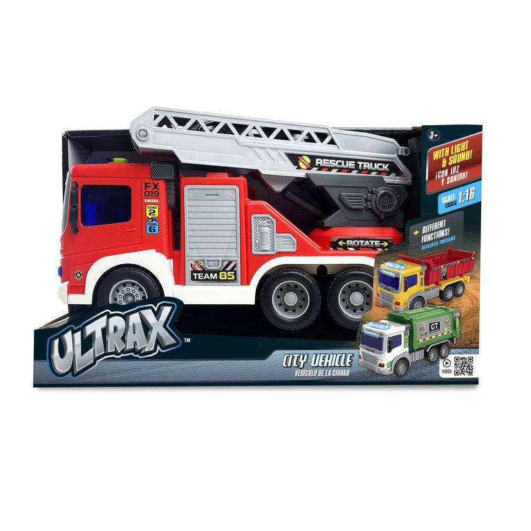 Camion de Rescate con Escalera a Friccion con Luz y Sonido Escala 116