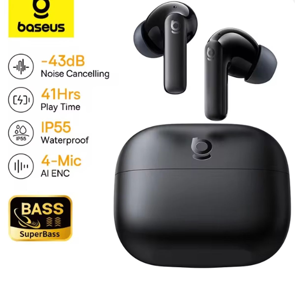 BASEUS - Auriculares Híbridos Baseus Bp1 Nc Con Cancelación De Ruido