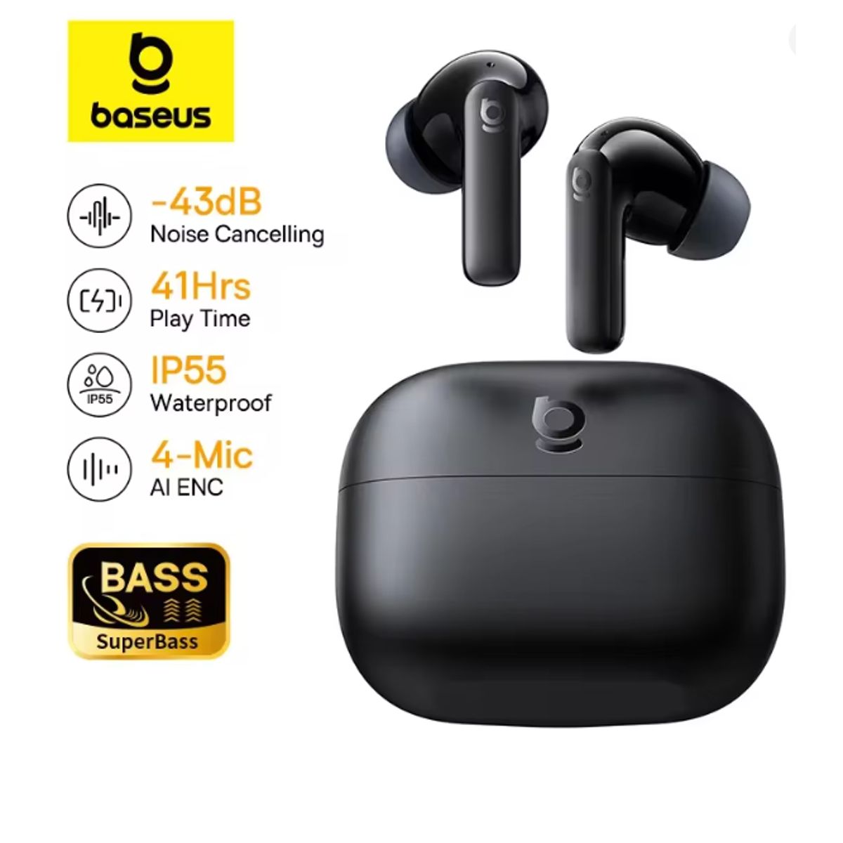BASEUS - Auriculares Híbridos Baseus Bp1 Nc Con Cancelación De Ruido