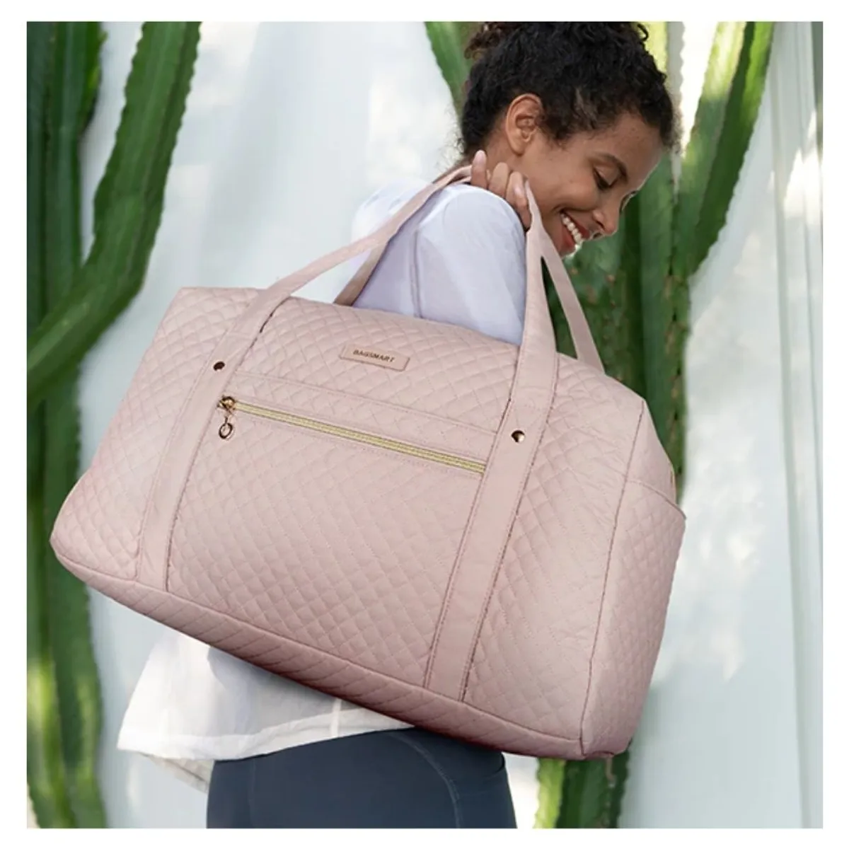 BAGSMART - Bagsmart Bolso Fin de Semana con Bolsa para Zapatos Rosado