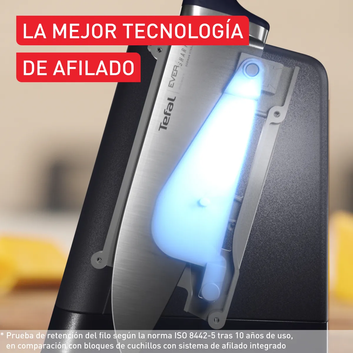TEFAL - Cuchillo de chef Eversharp Pro Con Afilador + Taco Tefal