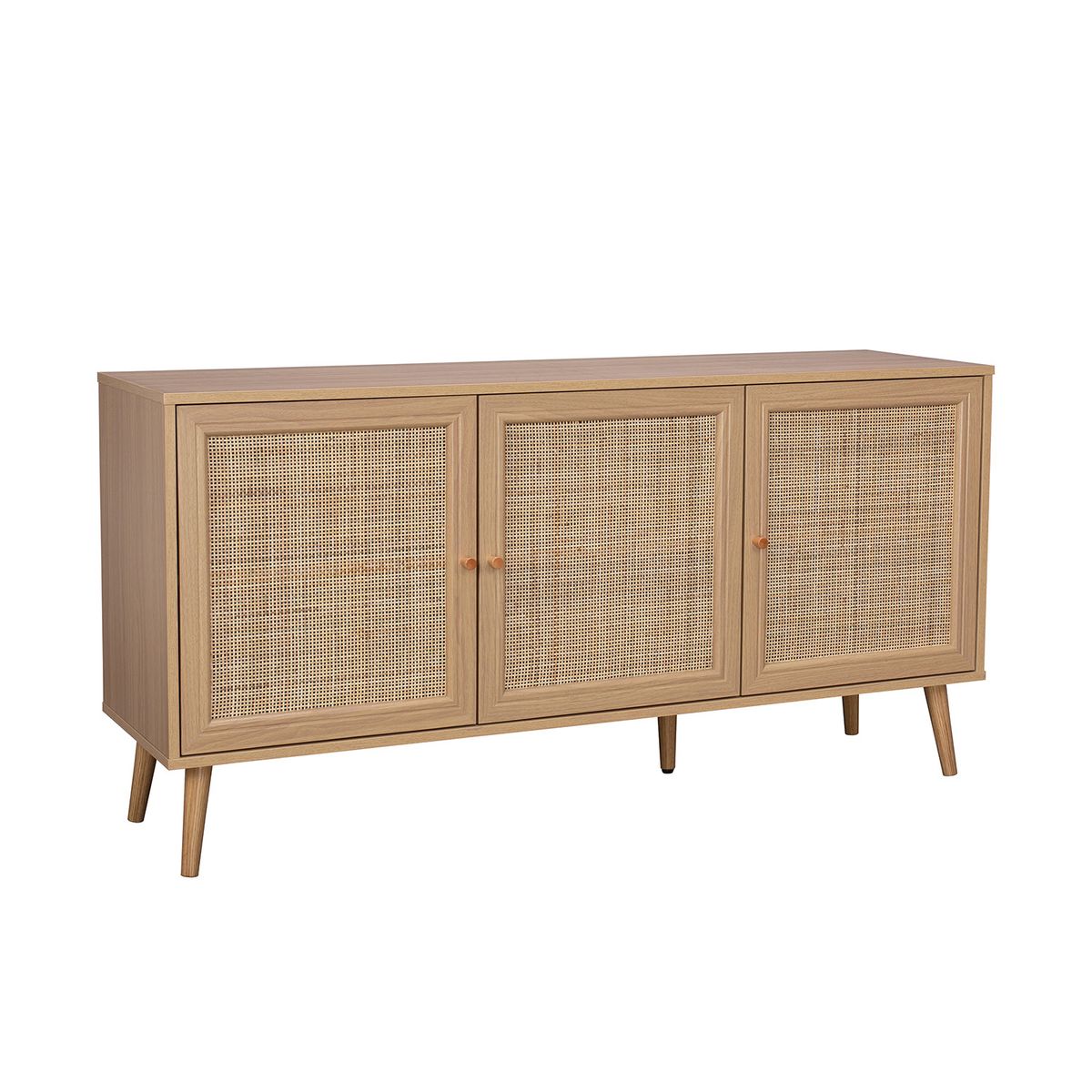 RELAN - Aparador Buffet Maui Relan Con 3 Puertas de Ratán 140 Cm Color Café Claro