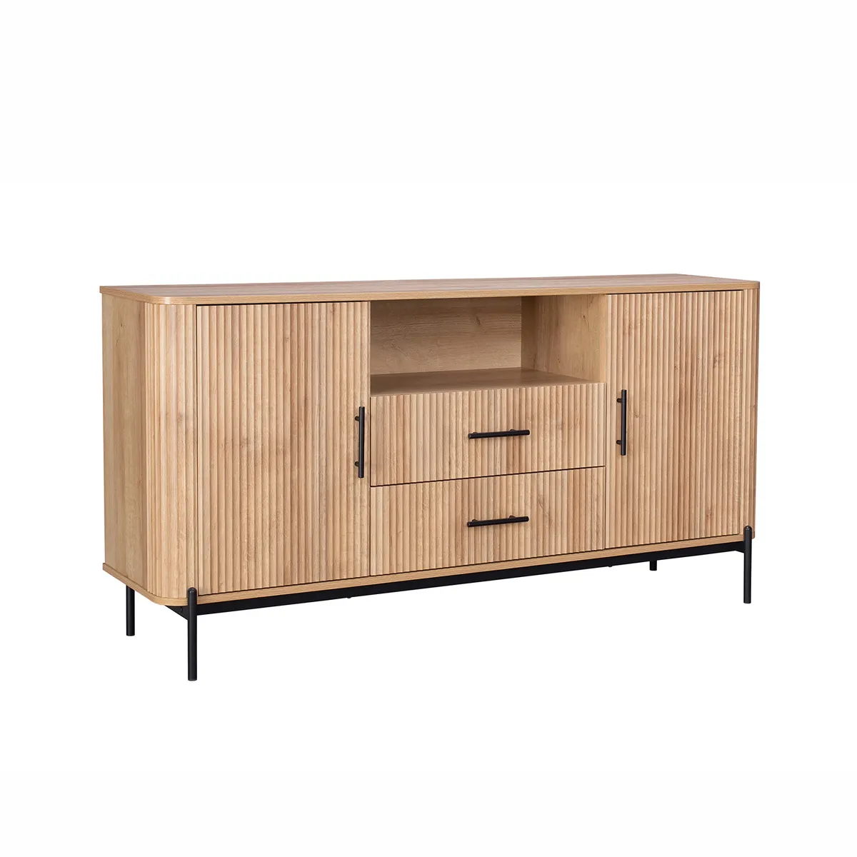 RELAN - Buffet Aparador Swell Relan Con Diseño Acanaldo Con Puertas y Cajones Color Café Claro