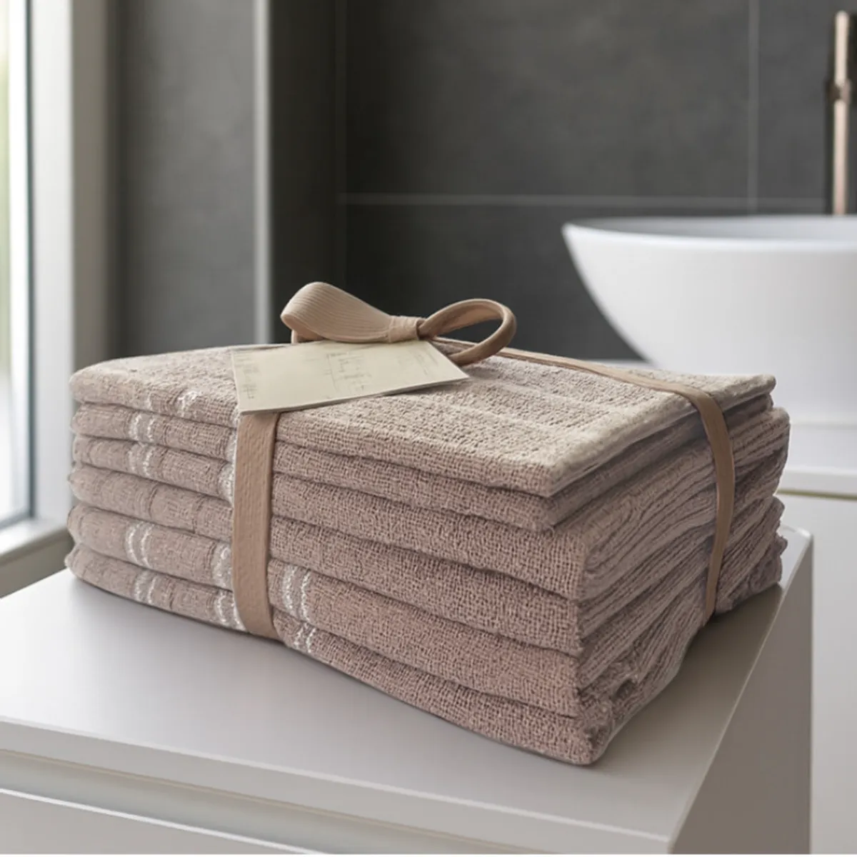 IDETEX - Set 6 Toallas Valencia Algodón Beige