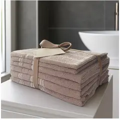 IDETEX - Set 6 Toallas Valencia Algodón Beige
