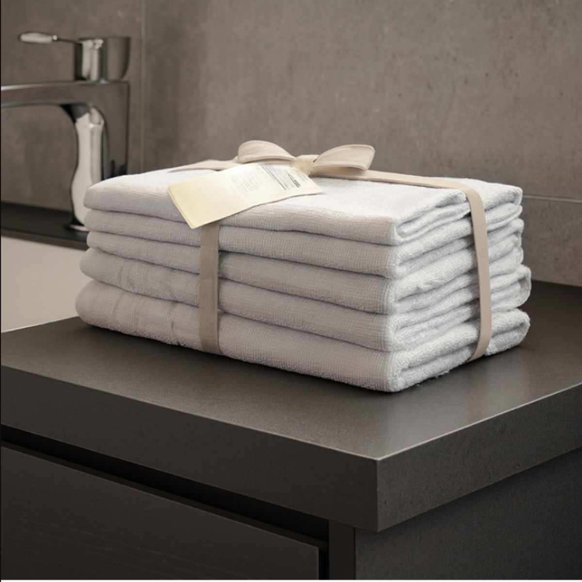 IDETEX - Set 6 Toallas Valencia Algodón Blanco