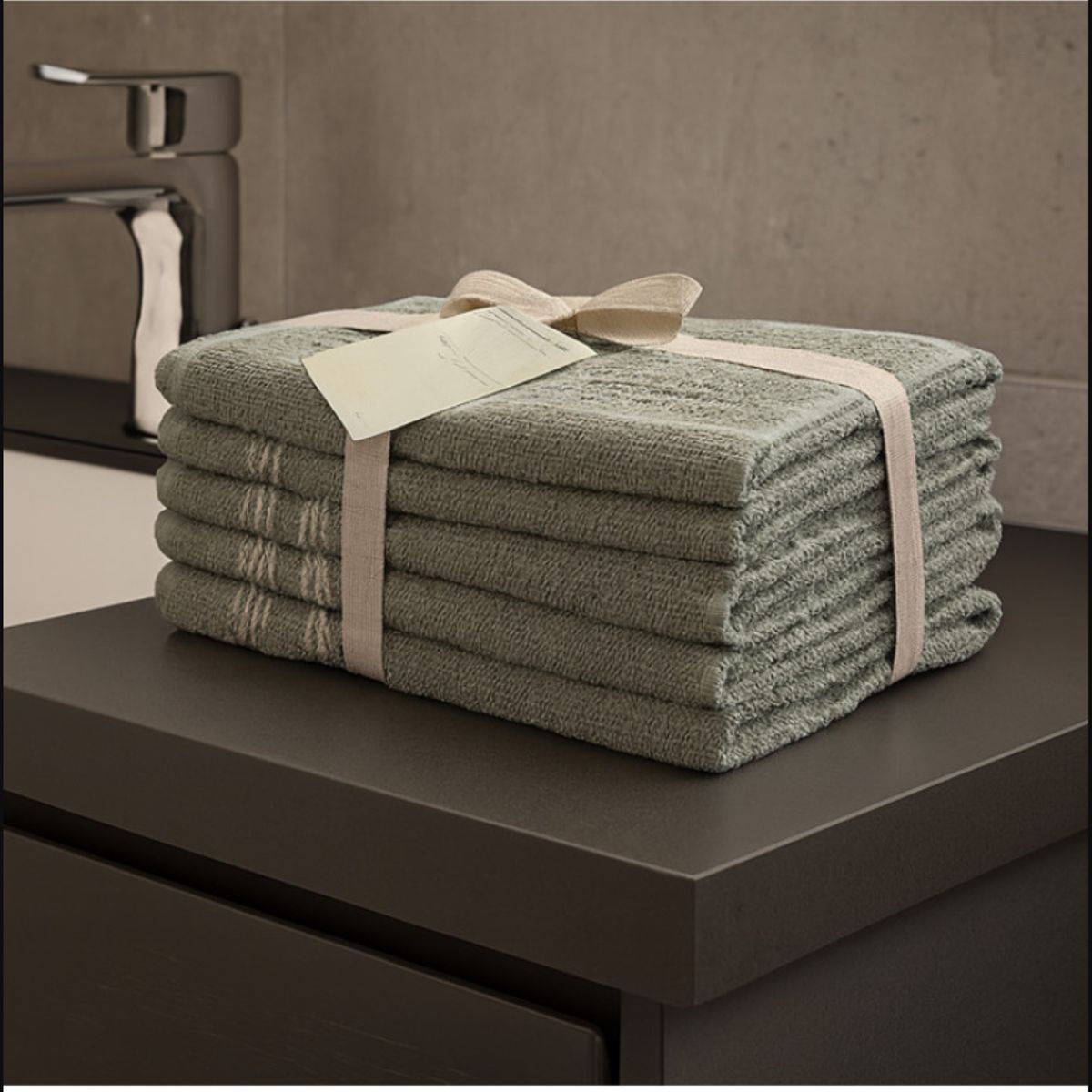 IDETEX - Set 6 Toallas Valencia Algodón Olivo