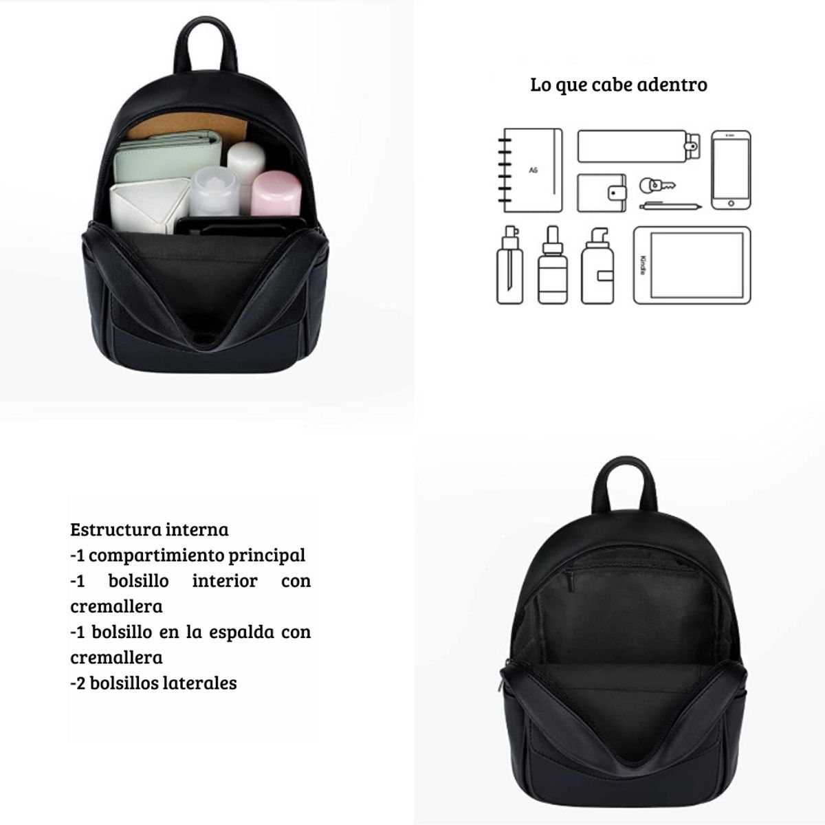 ECOSUSI - Ecosusi Mini mochila con lazo - Negro