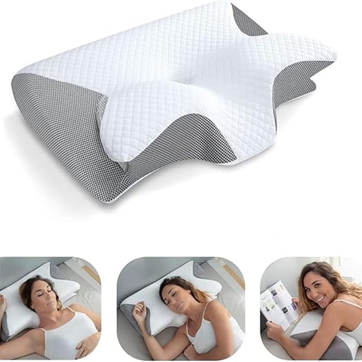 GENERICO - Almohada Cervical Viscoelástica Ergonómica Dolor Cuello Con Apoya Brazo Lateral