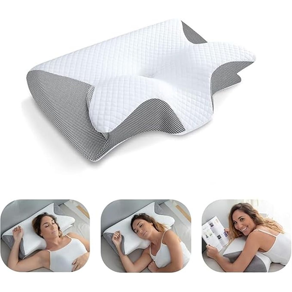 GENERICO - Almohada Cervical Viscoelástica Ergonómica Dolor Cuello Con Apoya Brazo Lateral