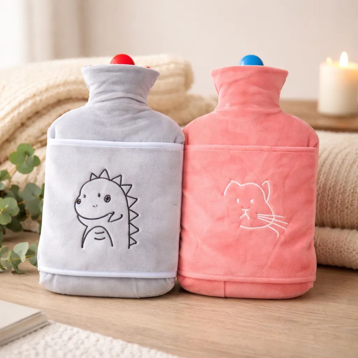 GENERICO - Guatero Bolsa Agua Caliente Funda De Felpa Y Bolsillo 2000ml