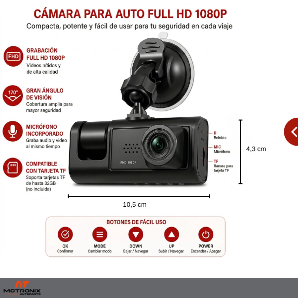 GENERICO - Camaras Para Autos 3 Lentes Full Hd 1080p Reversa Dash Cam