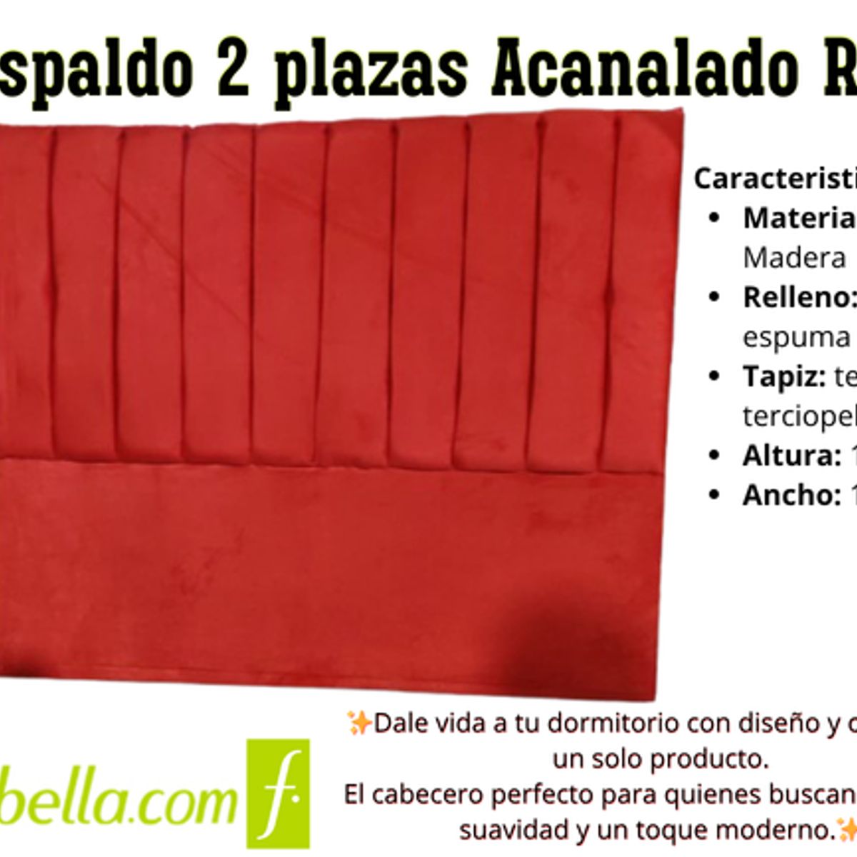 GENERICO - Respaldo acanalado premium 2 plazas, rojo