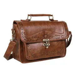ECOSUSI - Bolso Bandolera Perforado para Mujer iPad Mini - Café