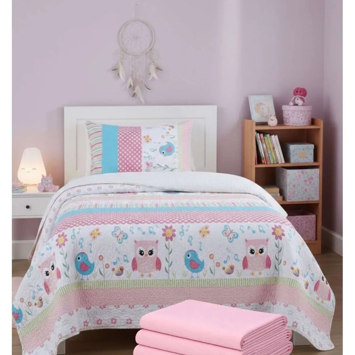 ALMA & DECO - Pack Cubrecama Sherpa + Sábanas Polar Invierno 1.5 Plazas Sweet Bird