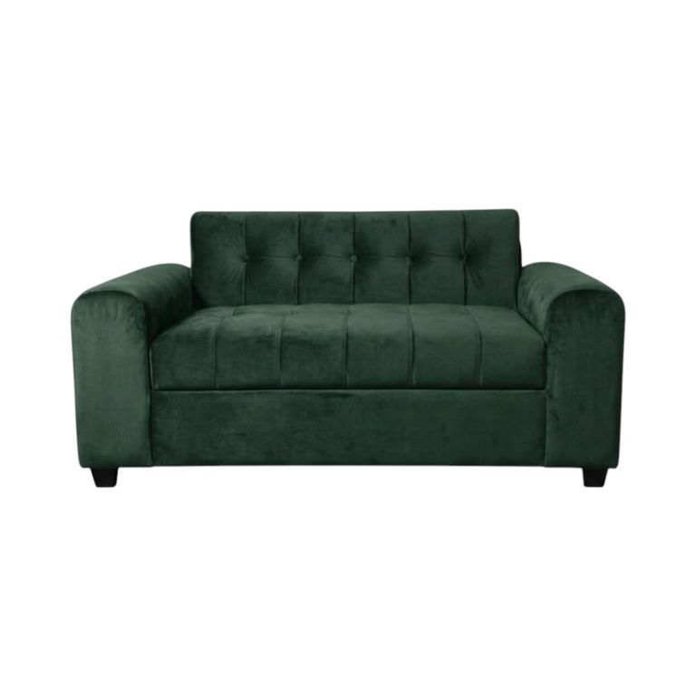 SOFA DOS CUERPOS BRAZO REDONDO EN FELPA Verde oliva