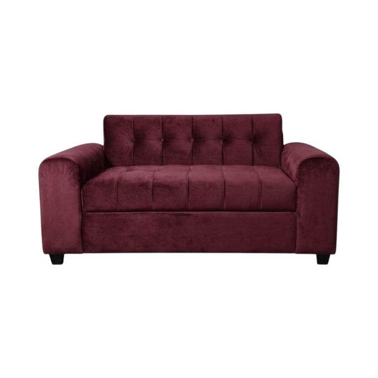 SOFA DOS CUERPOS BRAZO REDONDO EN FELPA Burdeos