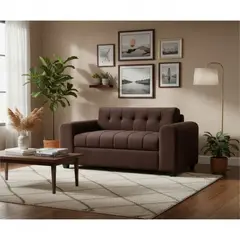 DISEÑOS VALESTRINI - SOFA DOS CUERPOS BRAZO REDONDO EN FELPA