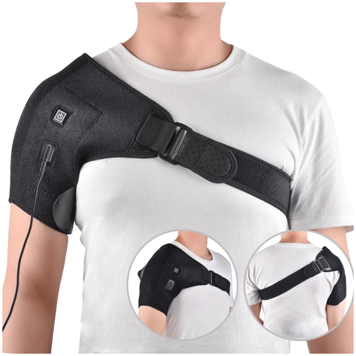 TIOZONEY - Terapia de calor eléctrica Soporte de hombro ajustable Cinturón