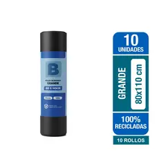 GENERICO - Pack x10 Bolsa Basura Agustín Negra Rollo 80x110 10 Unid