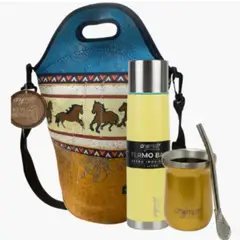 GENERICO - Set Matero Termo 1 Litro Mate Acero Inoxidable y Bolso