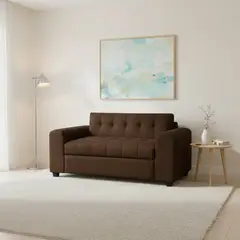 DISEÑOS VALESTRINI - SOFA DOS CUERPOS BRAZO REDONDO EN LINO CHOCOLATE