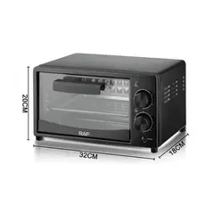 GENERICO - Horno Eléctrico De Mesa Negro Tostador 12l Raf 800w