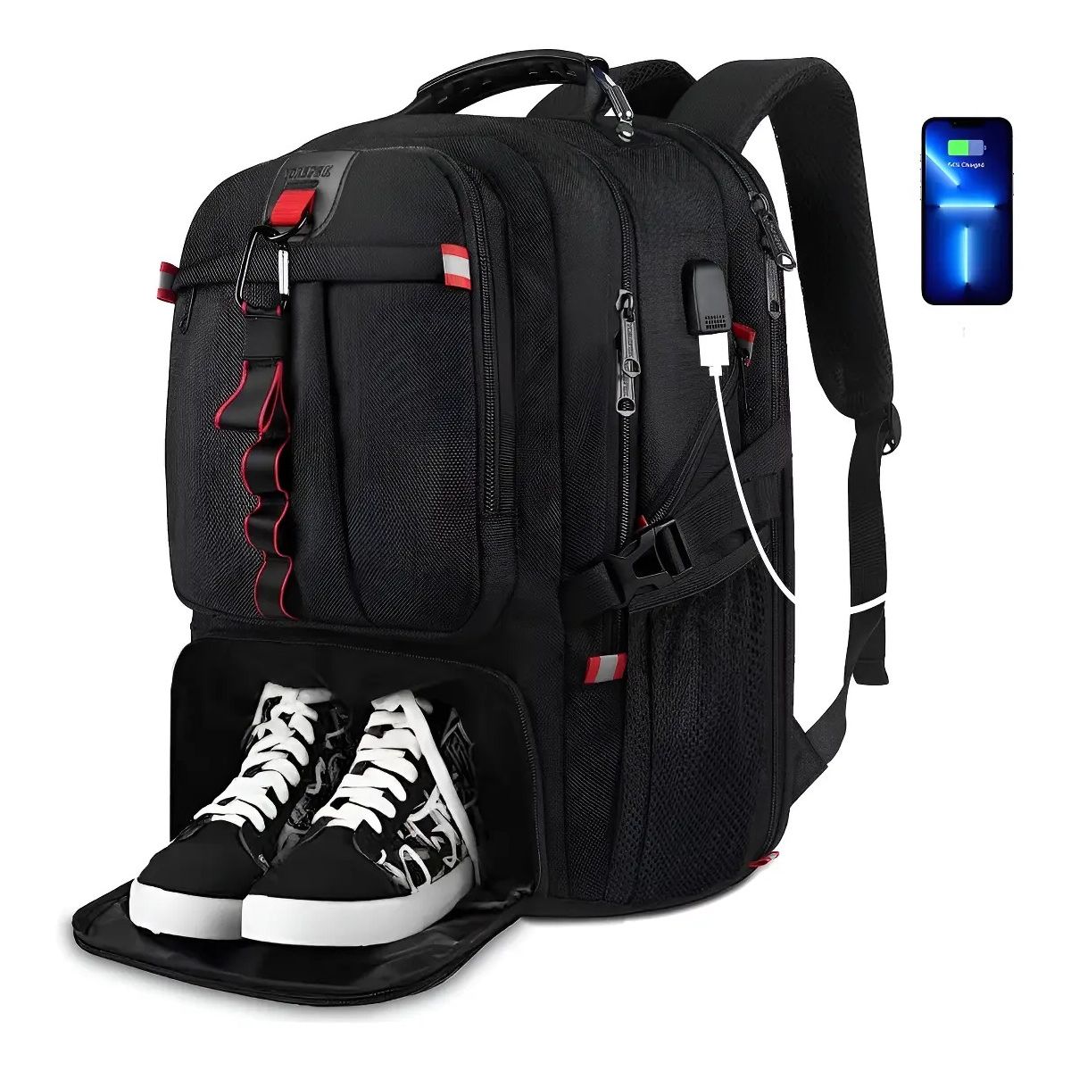 GENERICO - Mochila de Viaje Impermeable para Hombre de Grande Capacidad 50l con Compartimentos para Zapatos y Laptop de 17 Labg