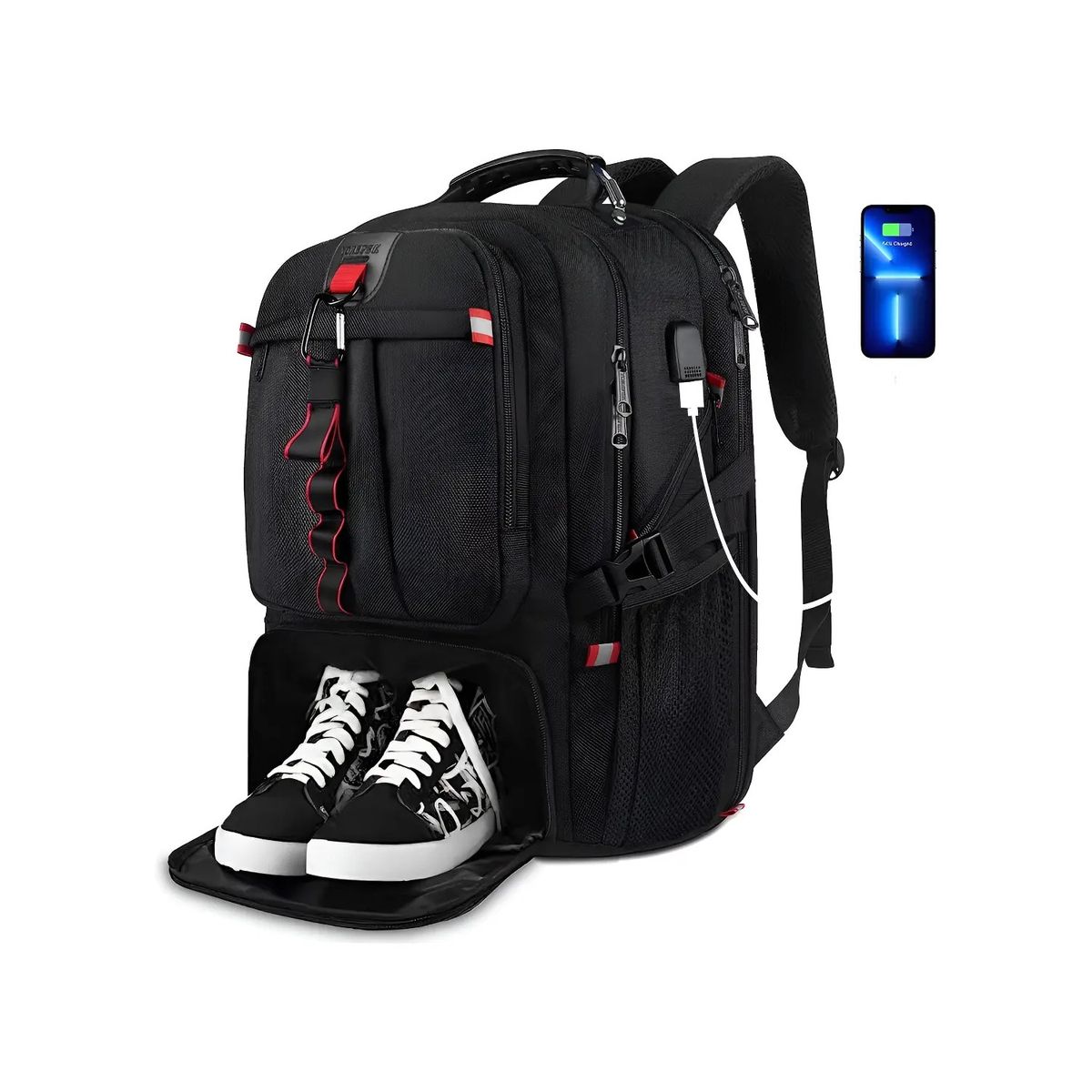 GENERICO - Mochila de Viaje Impermeable para Hombre de Grande Capacidad 50l con Compartimentos para Zapatos y Laptop de 17 Labg