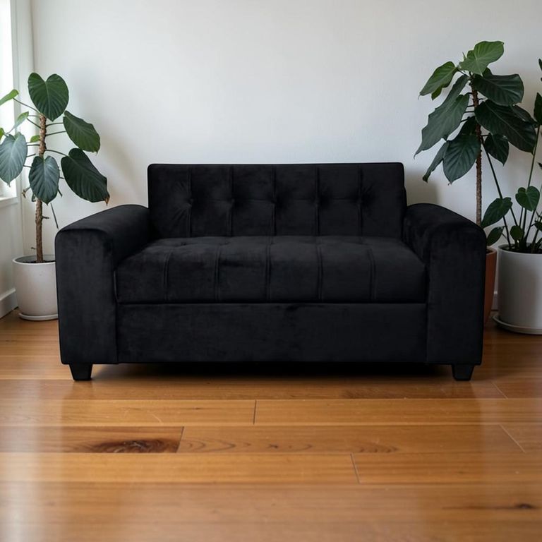 SOFA TRES CUERPOS BRAZO REDONDO EN FELPA Negro