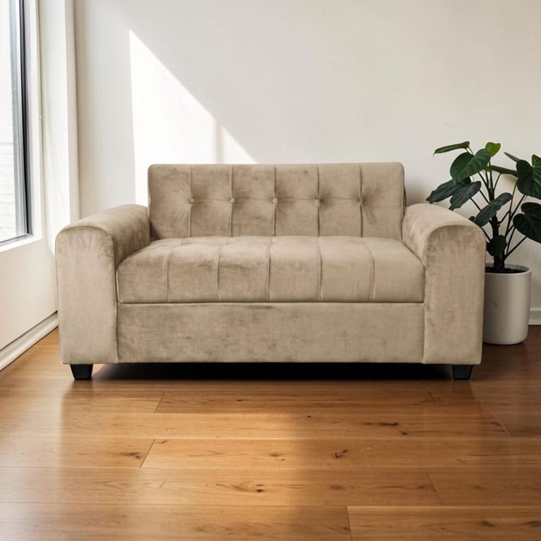 SOFA TRES CUERPOS BRAZO REDONDO EN FELPA Beige