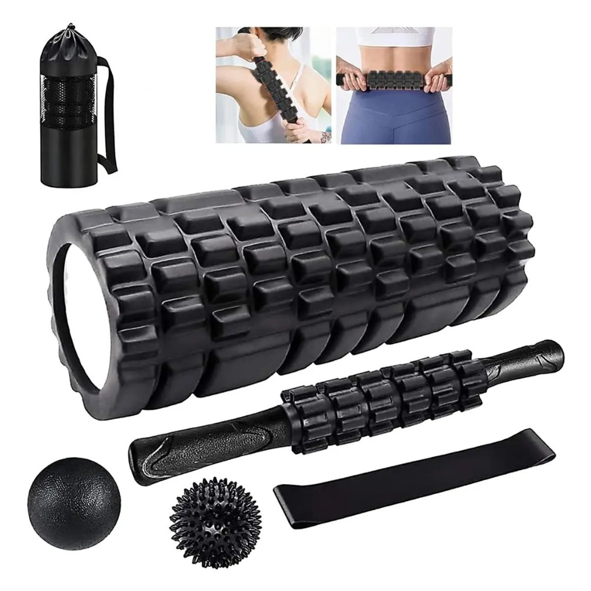 GENERICO - Set 9en1 Rodillo Completo Elongación Masaje Roller Foam Yoga