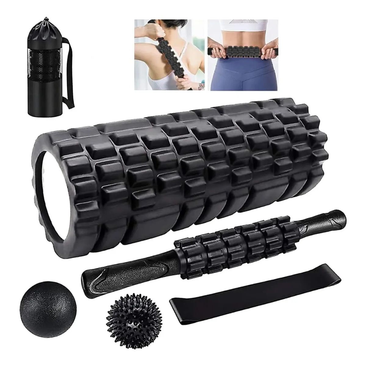 GENERICO - Set 9en1 Rodillo Completo Elongación Masaje Roller Foam Yoga