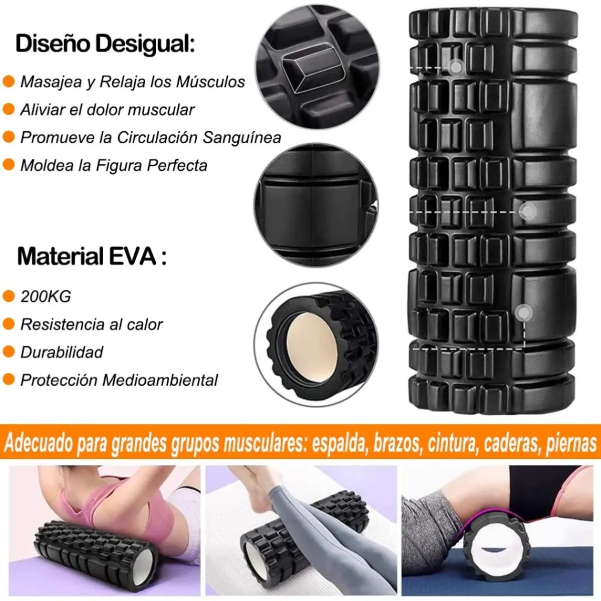 GENERICO - Set 9en1 Rodillo Completo Elongación Masaje Roller Foam Yoga