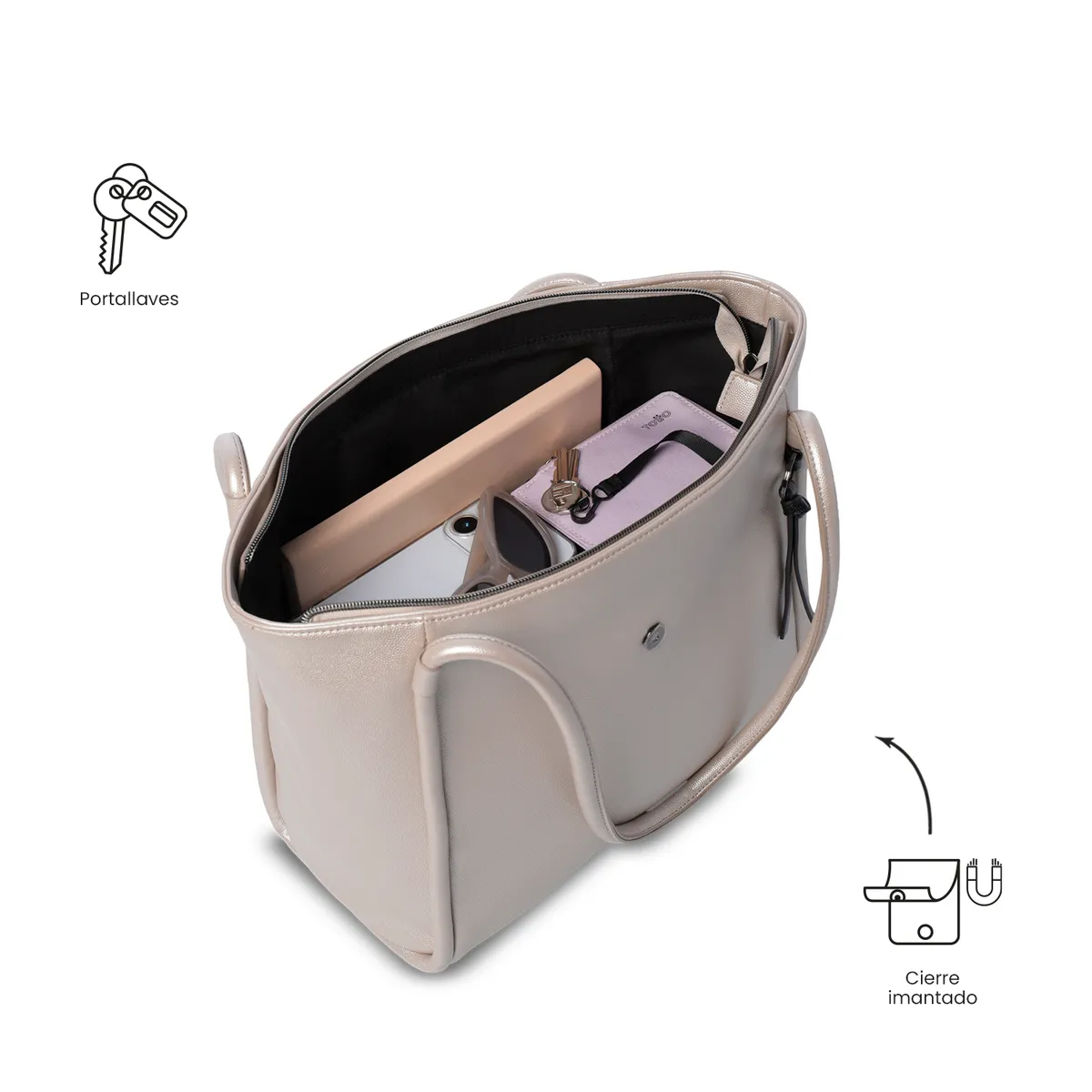 TOTTO - Tote Bag para Mujer Soul Mediano Beige