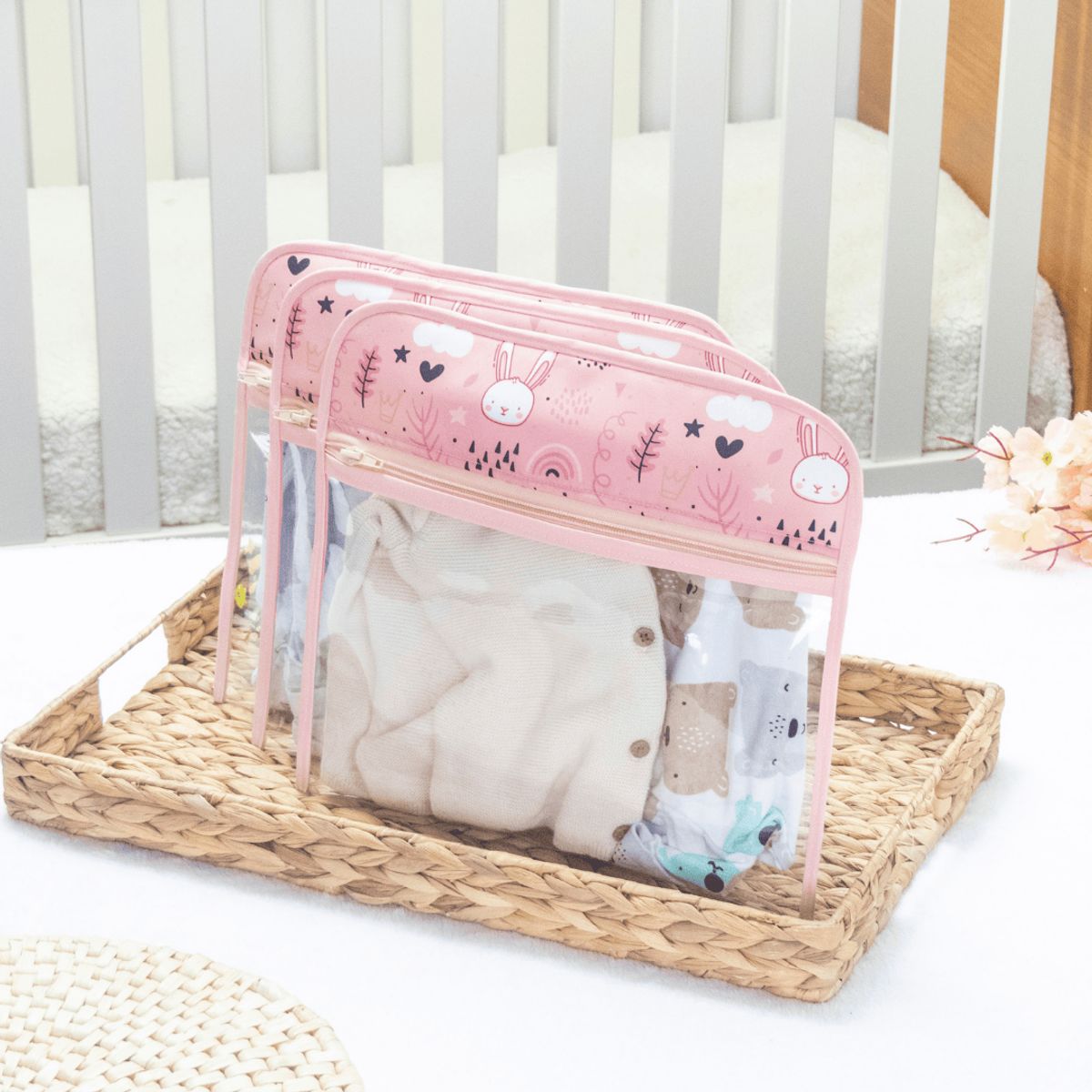 GENERICO - Set 3 Estuches Transparentes Para Mudas de Bebé - Mochila Pañalera Maternal